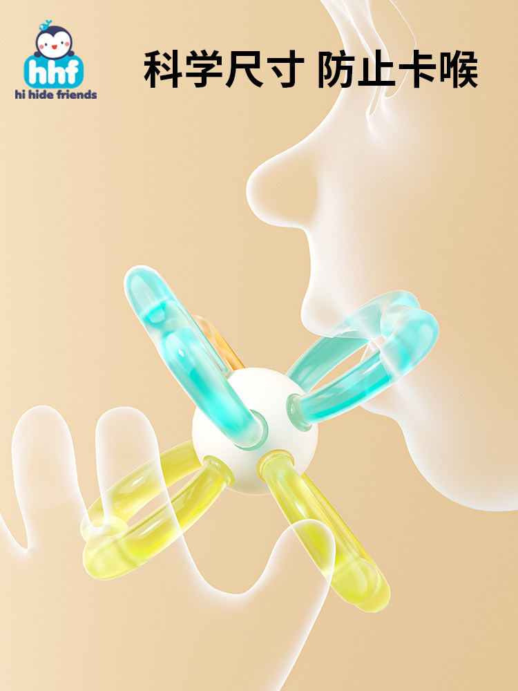 Manhattan Baby Hand Grasping Ball, Teething Toy for Infants in the Oral Stage, Chewable and Gripable, Educational Early Learning Teething Stick for Babies