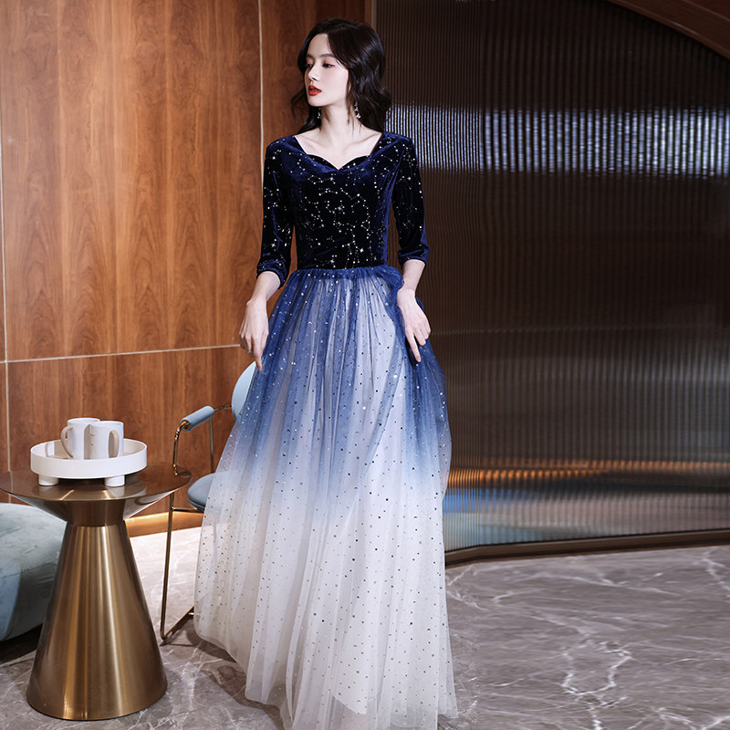 Cantata performance clothing female long skirt new chorus dress female temperament was thin recitation red song competition performance clothing