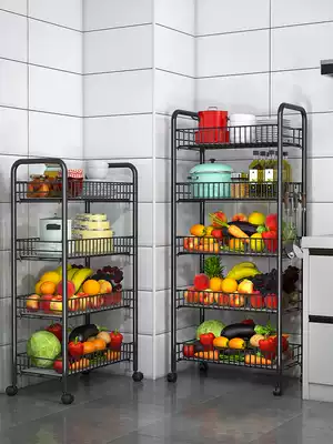 Thickened kitchen vegetable and fruit basket rack floor multi-layer mobile slit storage layer rack household vegetable shelf