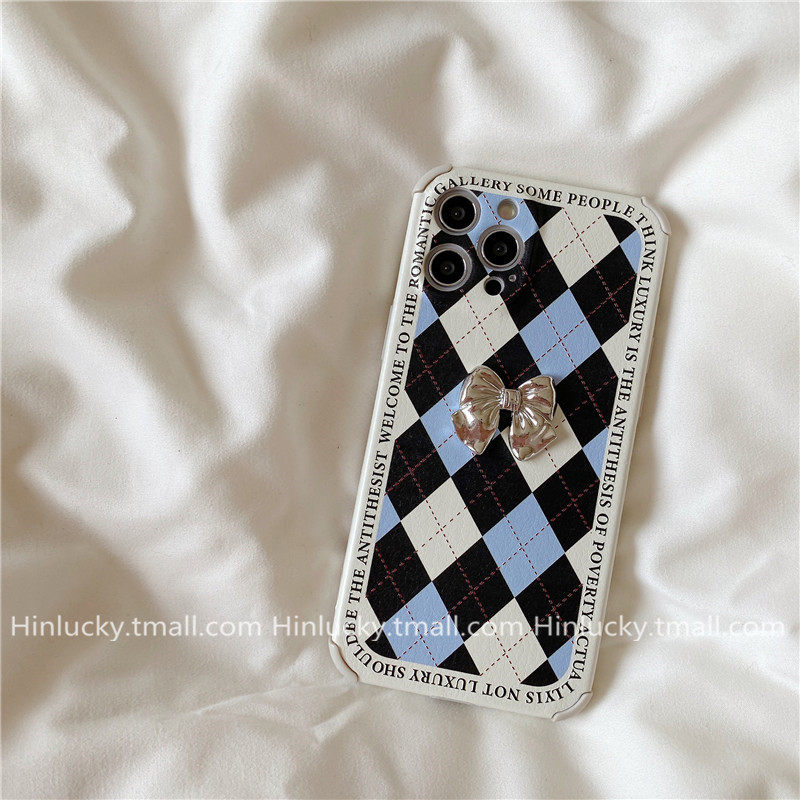 hinlucky Ins College Rhinestone Bow for iPhone 13pro Max Apple 11 Cell Phone Case XR Xsmax 8plu