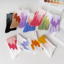 2021 New Socks South Korea Ins Tide Gradient Milk Lady Middrum Socks College Wind Sports Long Socks