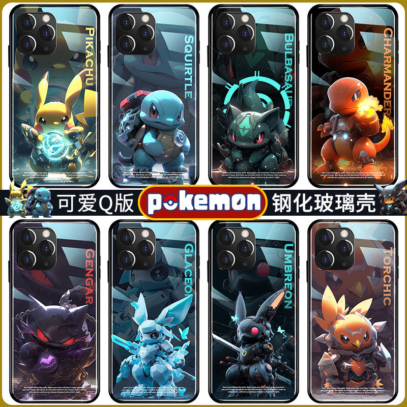 Pokémon Suitable for iPhone 17 Phone Case 16 Mecha Pikachu 12 Apple 15 Pro Creative 13 Squirtle XS Max Cute Cartoon 14 Plus Glass 8X Personalized Xr Anti-Drop Protective Cover