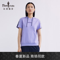 Bjørn Löfven Spring Summer 2022 new womens short-sleeved sweatshirt hooded monogram pattern comfortable breathable casual top