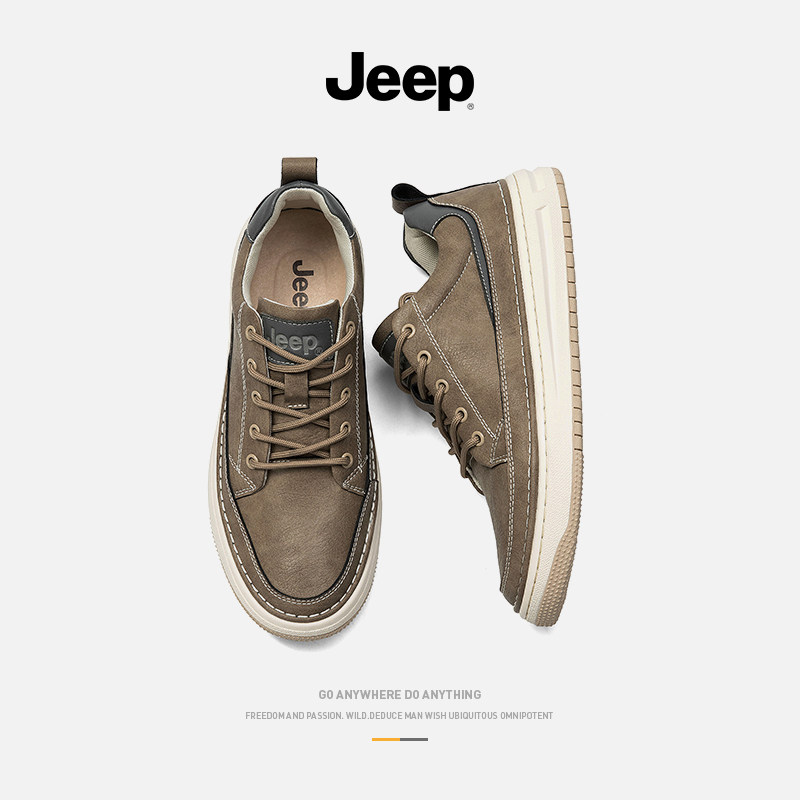 мужская обувь jeep Jeep; новинка 2025 года; сезон весна-осень; мужская кожаная обувь в британском стиле; спортивные кроссовки; универсальная летняя повседневная обувь Изображение 1