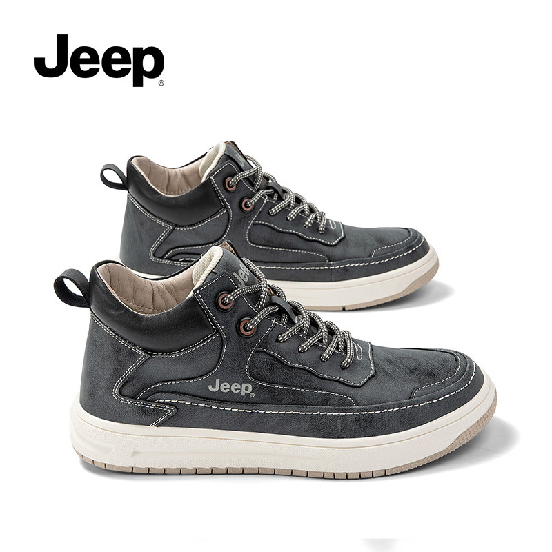 jeep gip male shoes 2022 new spring high cylinder shoes men's Korean version trendy sports genuine leather thick bottom casual board shoes
