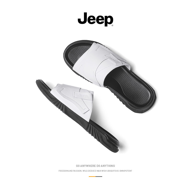 jeep gip slippers men's summer outwear personality fashion casual beach genuine leather soft bottom non-slip anti-stink