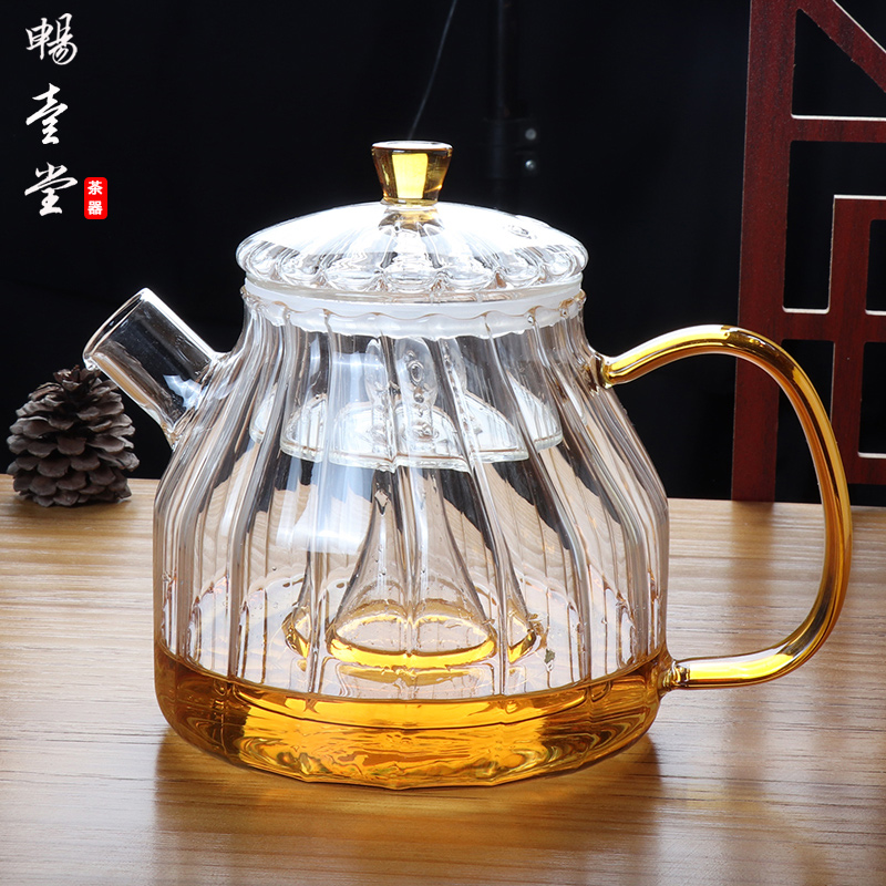 Beston glass teapot teapot boiled tea maker tea small green citrus teapot teapot boiling kettle cooking pot tea channel high temperature resistant