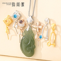 diy pendant buckle head woman 925 pure silver plated 18k gold melon son button crystal jade pendant button accessory jade joint buckle