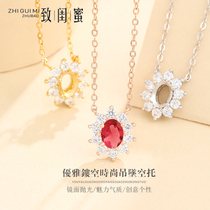 925 Pure Silver Pendant Empty Tofashion Snowflake Womens Style Diy Necklace Silver Tomanau Jewel Integrated Cover Chain Item Pendant