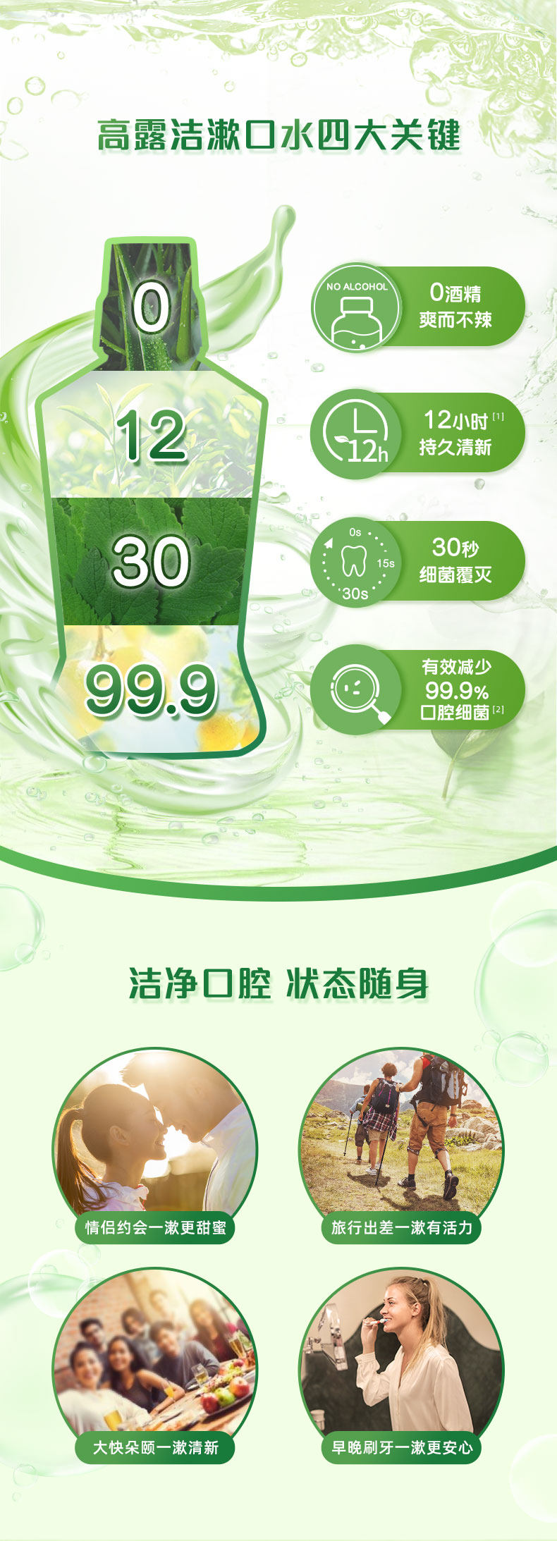 高露洁 升级Freezestorm配方 0酒精漱口水 500ml*2瓶 含氟防蛀牙 图2