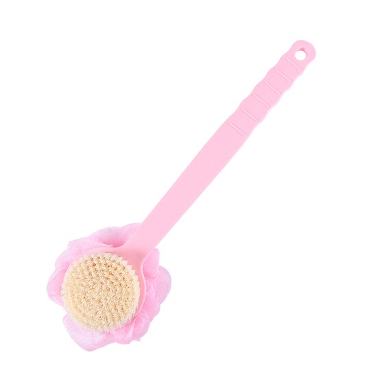 Korean-Style Double-Sided Bath Brush with Long Handle and Bath Sponge Ball for Back Scrubbing, Soft Bristles, Large Size, Exfoliating Tool