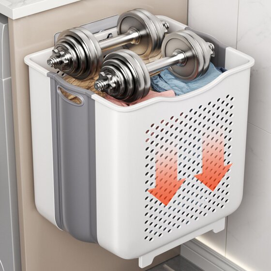 German Foldable Laundry Basket, Wall-Mounted, No-Drill, High Aesthetic Value, Clothes Storage Magic Tool, Dirty Clothes Laundry Basket, Storage Bin