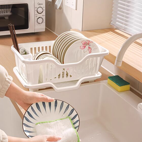 Drain Basket Dish Rack Kitchen Dish Storage Rack Sink Tableware Storage Rack Household Countertop Cupboard Bowl and Chopsticks Storage