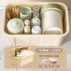 Japanese Bowl and Chopstick Storage Box with Lid, Kitchen Spoon Plastic Small Large-Capacity Bowl and Plate Dustproof with Draining Rack