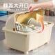 Japanese Bowl and Chopstick Storage Box with Lid, Kitchen Spoon Plastic Small Large-Capacity Bowl and Plate Dustproof with Draining Rack