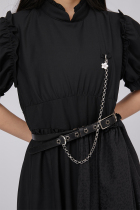 SunsetPark original design girlish black retro belt belt small flower daisy chain combination