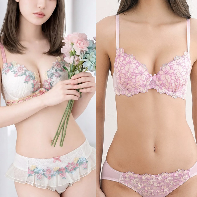 Japanese Lace Light Luxury Girly Style Push-Up Bra Small Chest Lift Underwear Set Comfortable Breathable Panties 85Cd