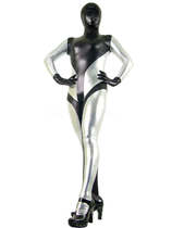 Full-coated gluing black and white all-bag Spice One-piece Tight Fit Film Styling Stage Performance Suit for size