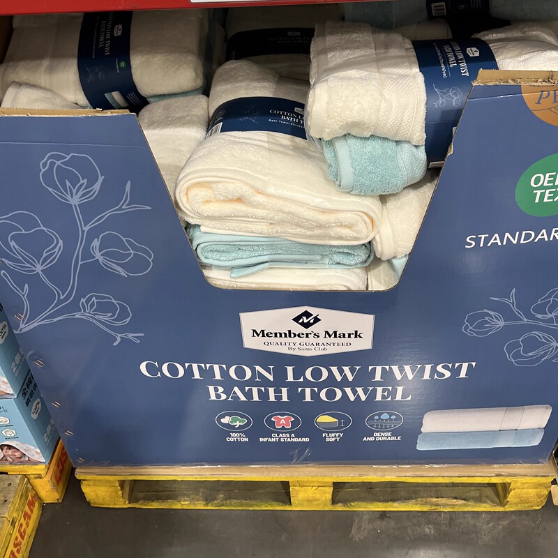 Sam's Supermarket mm Pure Cotton Low-Twisted Bath Towel, Comfortable, Soft and Absorbent, 76*147cm, 2 Pack, Thick