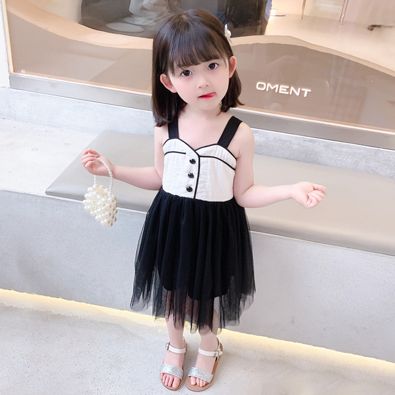 Girl Ocean Dress Summer Thin girl clothes Summer Children's children Harness Yarn Dresses Dress Woman Baby Summer Dress Dresses