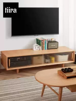 Nordic ins Wind solid wood TV cabinet modern simple small apartment light luxury living room storage cabinet 1 5 meters Net red floor cabinet