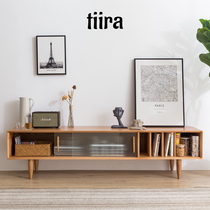 Nordic solid wood TV cabinet Modern simple living room coffee table combination all solid wood logs high net red ins wind light luxury