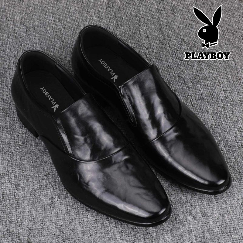 Новая мужская обувь Playboy, дышащая кожаная мужская повседневная обувь на толстом каблуке в один шаг, корейская деловая обувь с маленьким острым носком