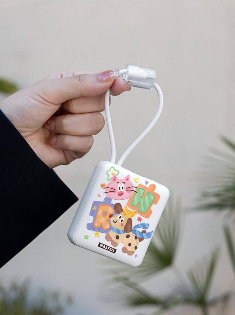 3C Power Bank with Built-in Cable Super Fast Charging 10000mAh Portable Charger Gift Logo Printing Airline-Approved