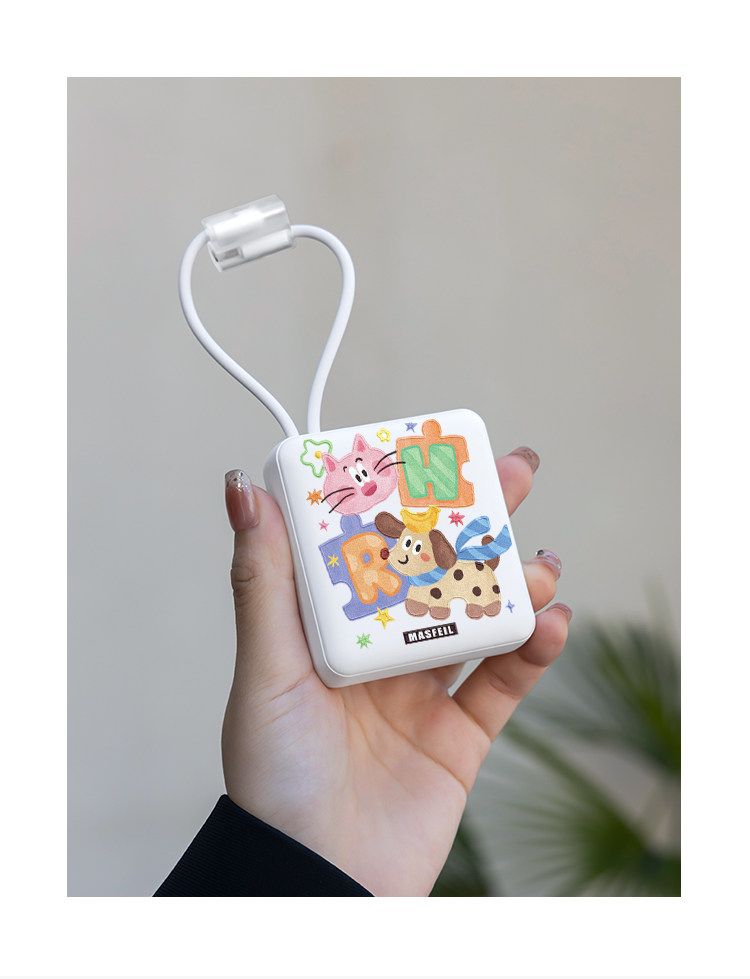 3C Power Bank with Built-in Cable Super Fast Charging 10000mAh Portable Charger Gift Logo Printing Airline-Approved