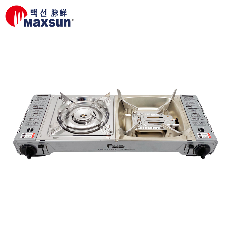 Multi-function outdoor portable camping picnic barbecue hotpot suit MS-5800S with double furnace end of pulse-fresh-type furnace