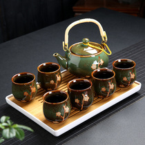 Yi large capacity lifting beam pot tea set set home simple Chinese style kung fu teapot tea cup tea tray