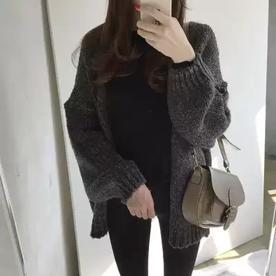 2021 Spring and Autumn New Lazy Sweater Jacket Women's Short Loose Korean Slim Long Sleeve Knitted Cardigan