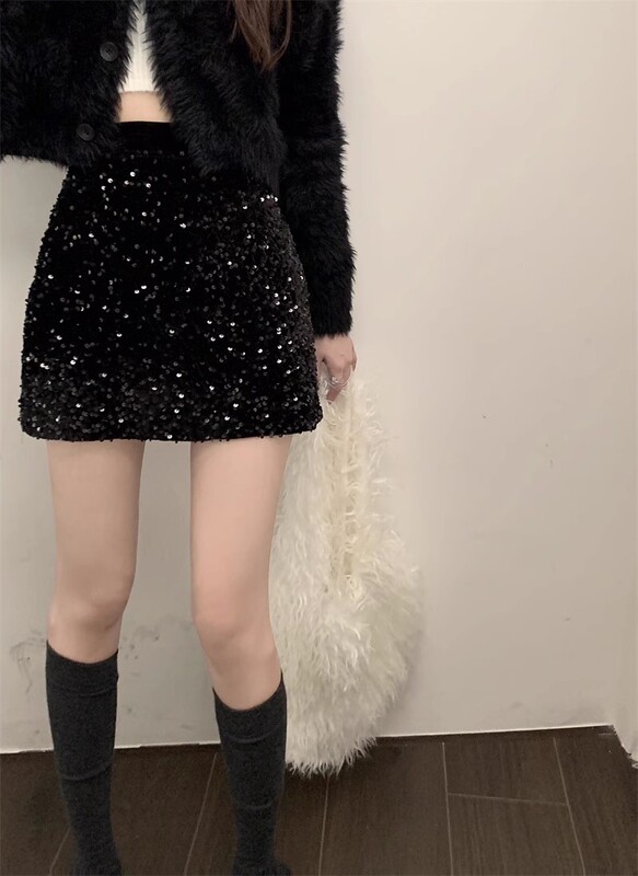 2026 Spring and Autumn New Style High-End Sequin Skirt for Women, High-Waisted, Slimming, Sexy, Body-Hugging Design, A-Line Short Skirt 2026 Spring and Autumn New Style High-End Sequin Skirt for Women, High-Waisted, Slimming, Sexy, Body-Hugging Design, A-Line Short Skirt