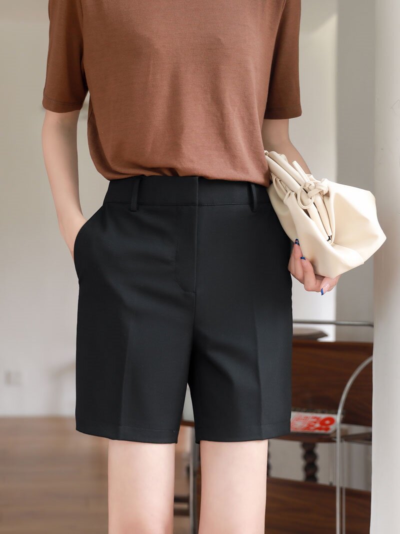 2022 Summer new suit shorts female high waist and loose straight four - pants thin casual hundred and hot pants