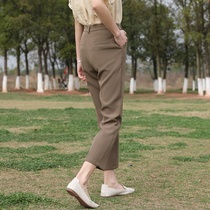 2022 Summer New Cafe Suite Pants Woman Han Edition relaxed casual vertical commuter pants nine smoke pipe pants