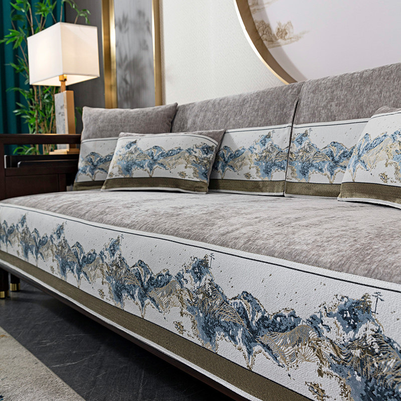 New Chinese chenille suede sofa cushion Four seasons universal anti-slip minimalist Classical Leather Upscale Sofa Cover Cushion