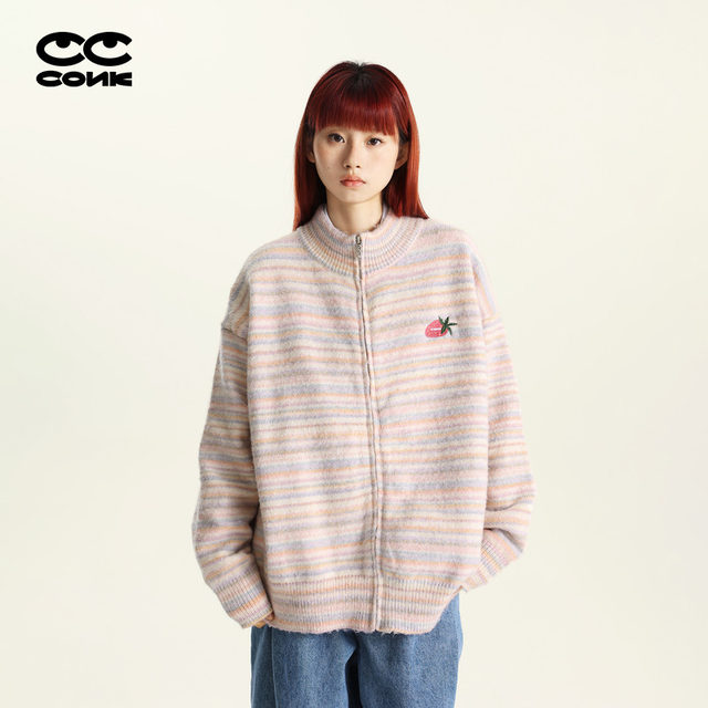 conklab alpaca ສີ stand collar embroidered cardigan jacket ຜູ້ຊາຍດູໃບໄມ້ລົ່ນແລະລະດູຫນາວວ່າງ sweater ຄູ່ knitted sweater ແນວໂນ້ມ
