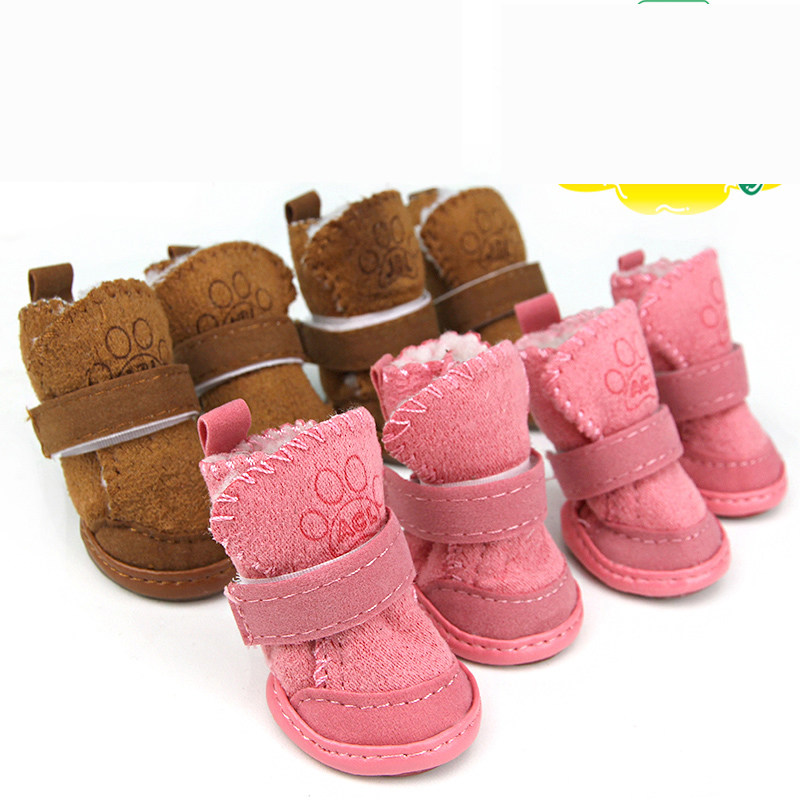 Pooch Shoes Lamb Suede Snowy Boots Teddy Dog Shoes Autumn Winter Plus Suede Thickened Small & Medium Dog Pet Dog Shoes-Taobao