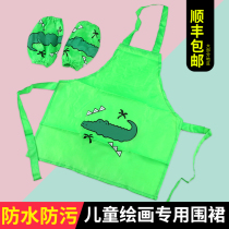 Childrens art painting special small apron long sleeve coat summer thin calligraphy painting class kindergarten boys and girls anti dirty home painting bib cartoon