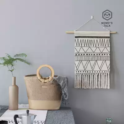 Mo Nordic style Moroccan black and white tassel woven Bohemian tapestry Tapestry Tapes B & B decorative tapestries
