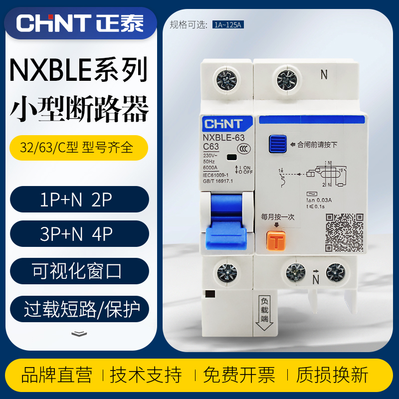 Positive Thai NXBLE-63 32 Home 2P Breaker C10C16C25 Earth Leakage Protector Air Switch DZ47LE