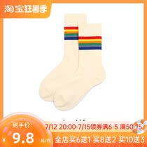 Socks Children Summer thin Pure Cotton Rainbow Striped Korean version Long Sox Japanese Tide South Korea Sport Silo Socks Man