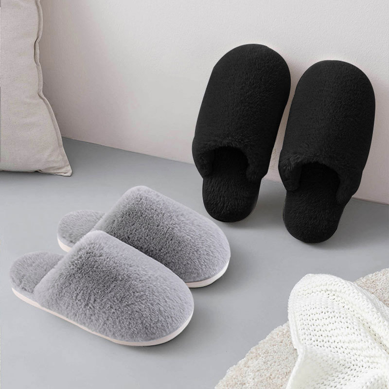 Men's Winter Cotton Slippers, Faux Rabbit Fur Plush, Non-Slip, Furry, Couple's Style, Women'S, Warm, Thick Sole Men's Winter Cotton Slippers, Faux Rabbit Fur Plush, Non-Slip, Furry, Couple's Style, Women'S, Warm, Thick Sole