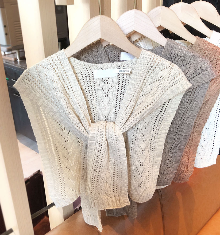 Summer Thin Knitting Crochet Wool Shawl Hollow Outer Net Red Fake Collar Vest Shoulder Spring and Autumn Versatile Scarf Women