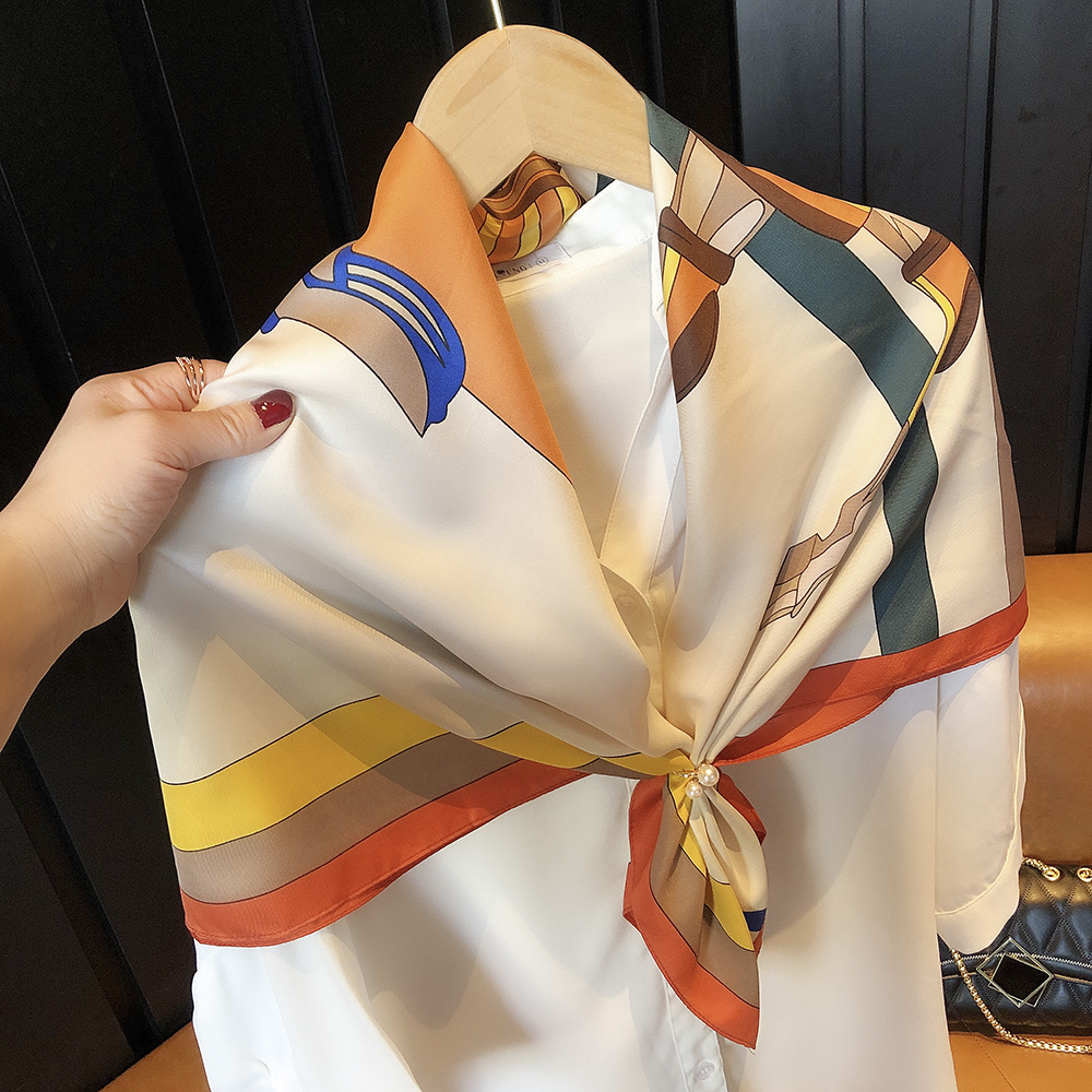 90cm large square scarf women's all-match spring, autumn and winter foreign style fashion shirt with scarf and shawl dual-use