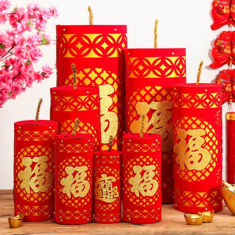 2025 New Year Decorations Firecrackers Paper-Cutting Festive Scene Setup Mall Display Firecrackers Spring Festival Supplies