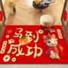 Year of the Horse Floor Mat, Congratulations on Getting Rich, 2026 Red Entrance Mat, Bedroom Festive Door Mat, Non-Slip Foot Mat for Home Indoor Use