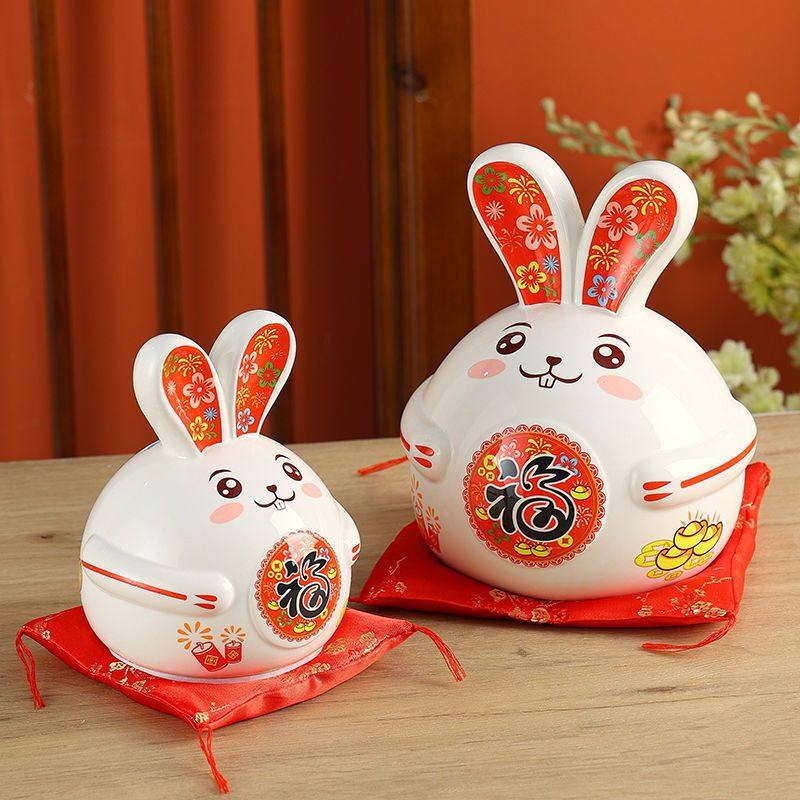 The Little Rabbit Piggy Bank Is Only for Deposits, Not Withdrawals, and Is Not Suitable for Children, Boys, or Girls with Good Looks. It Cannot Be Opened, and Is Made of Ceramic for Saving Money