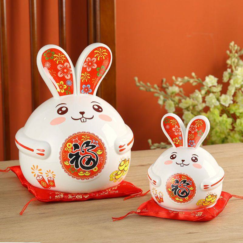 The Little Rabbit Piggy Bank Is Only for Deposits, Not Withdrawals, and Is Not Suitable for Children, Boys, or Girls with Good Looks. It Cannot Be Opened, and Is Made of Ceramic for Saving Money
