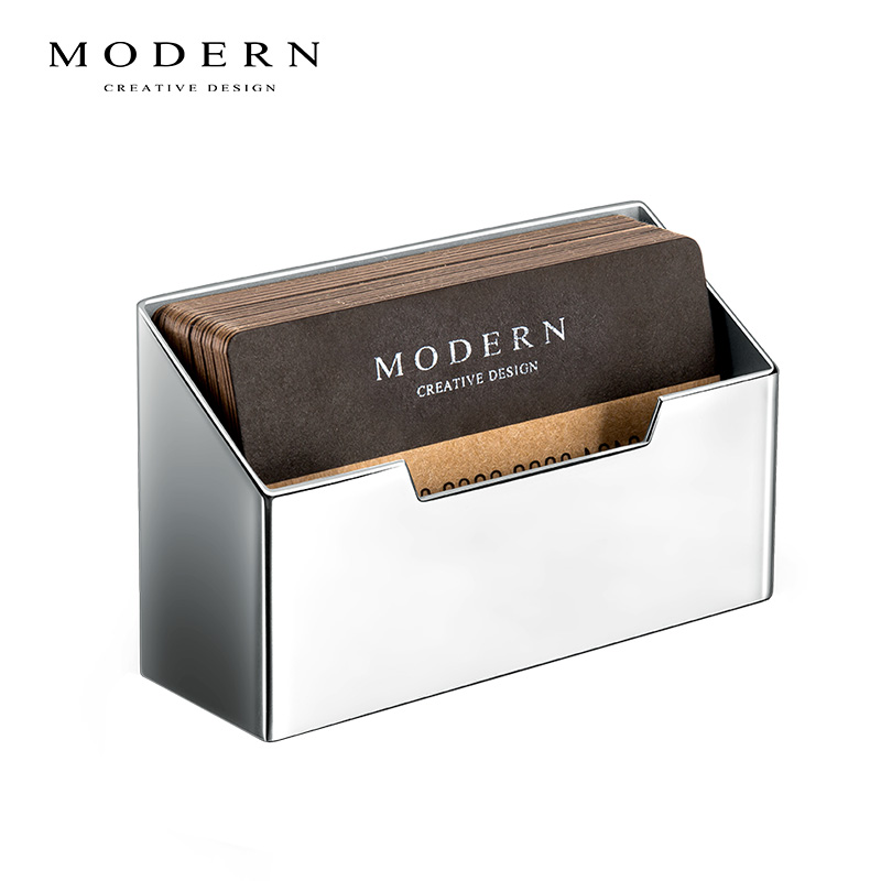 MODERN modern art business card holder stainless steel creative business card holder fashion business card holder high-grade desktop business card box business gift customization